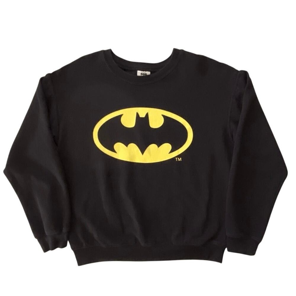 Batman Black Sweatshirt Classic Logo Womens Size M Superhero Movie Casual Cozy